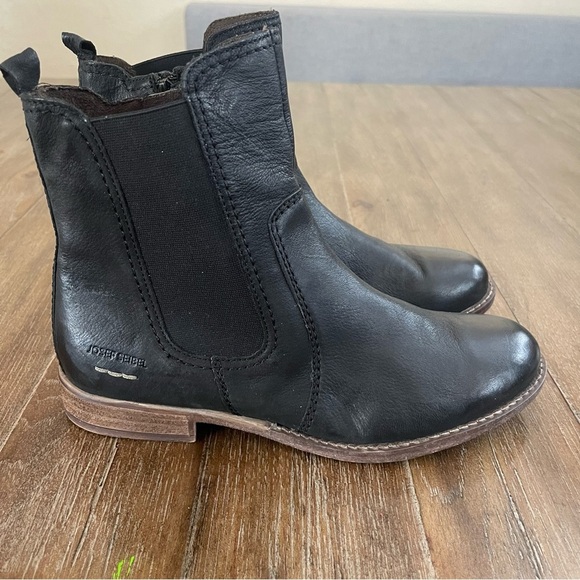 Josef Seibel Sienna 80 Black Leather Women's 9 Flat Ankle Boots Round Toe Riding - Picture 5 of 11